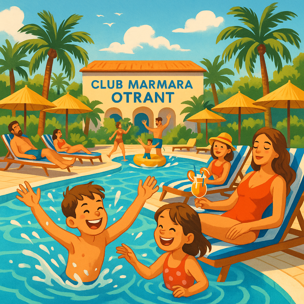 Familles s'amusant autour de la piscine au Club Marmara Otrant.
