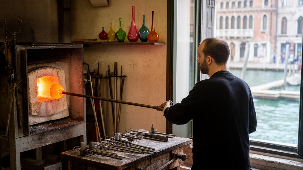 Démonstration de verre soufflé dans un atelier artisanal de Murano pendant une excursion Murano Burano